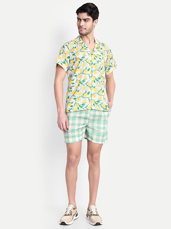 Men’s Co-Ord Set – Trendy T-Shirt & Bottom Wear Combo yellow print