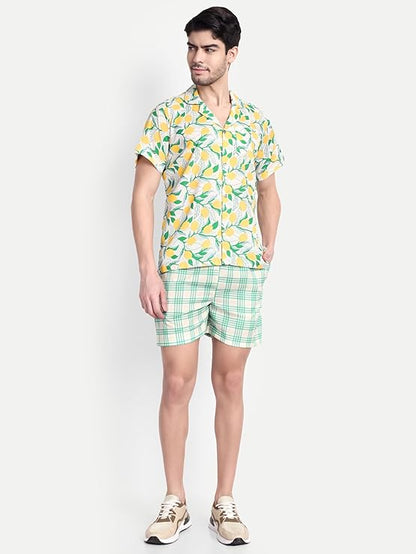 Men’s Co-Ord Set – Trendy T-Shirt & Bottom Wear Combo yellow print