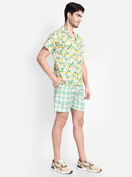 Men’s Co-Ord Set – Trendy T-Shirt & Bottom Wear Combo yellow print