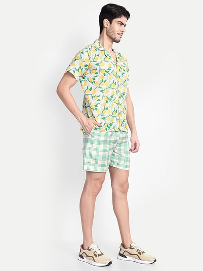 Men’s Co-Ord Set – Trendy T-Shirt & Bottom Wear Combo yellow print