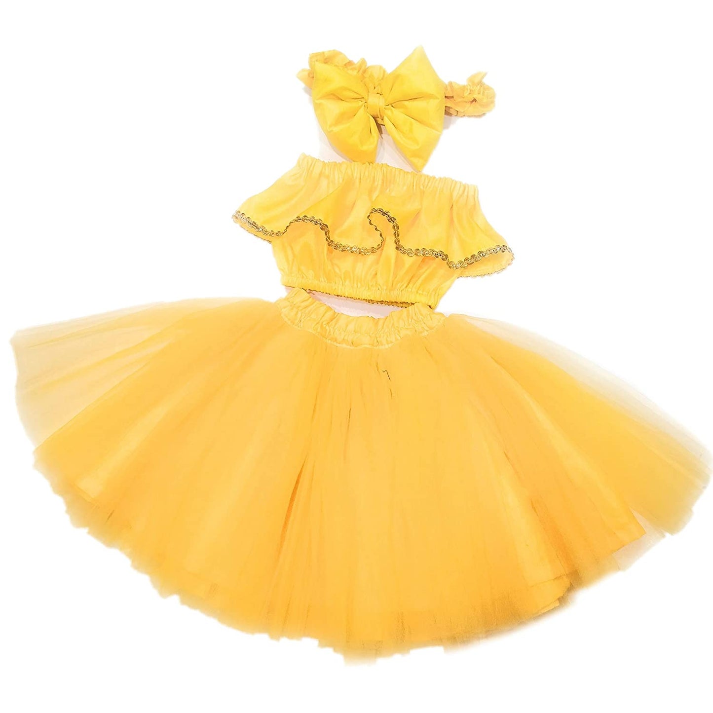 Baby Girl Dress Set – Trendy Top & Skirt for Little Girls yellow