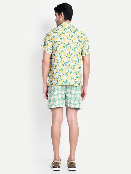 Men’s Co-Ord Set – Trendy T-Shirt & Bottom Wear Combo yellow print