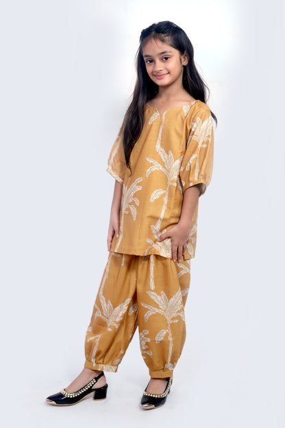 Kids Girls Cord Set – Comfortable & Stylish Matching Outfit mustard yellow
