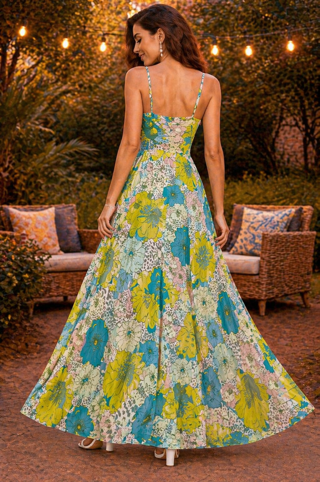 Tropical Bloom Floral Slit Maxi Dress for Women