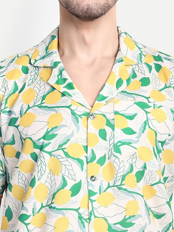 Men’s Co-Ord Set – Trendy T-Shirt & Bottom Wear Combo yellow print