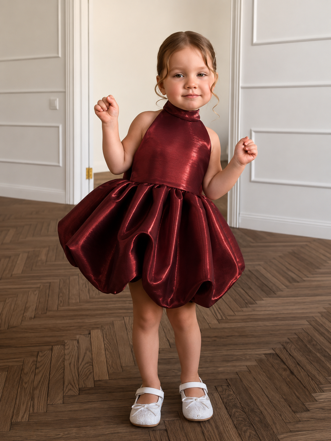 Burgundy Luxe Bubble Party Dress