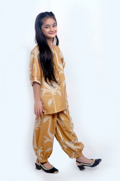Kids Girls Cord Set – Comfortable & Stylish Matching Outfit mustard yellow