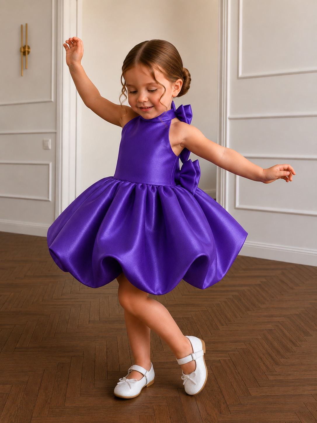 Royal Amethyst Bubble Twirl Party Dress