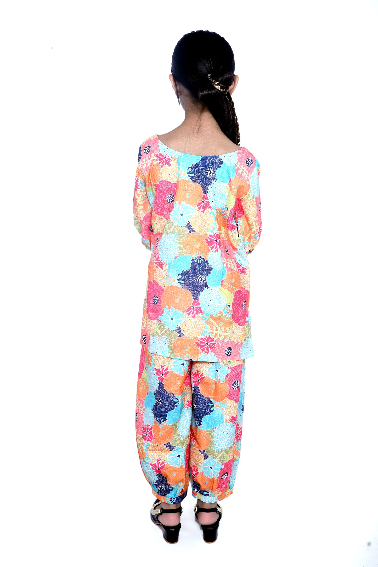 Girls Multicolor Floral Printed Co-Ord Set