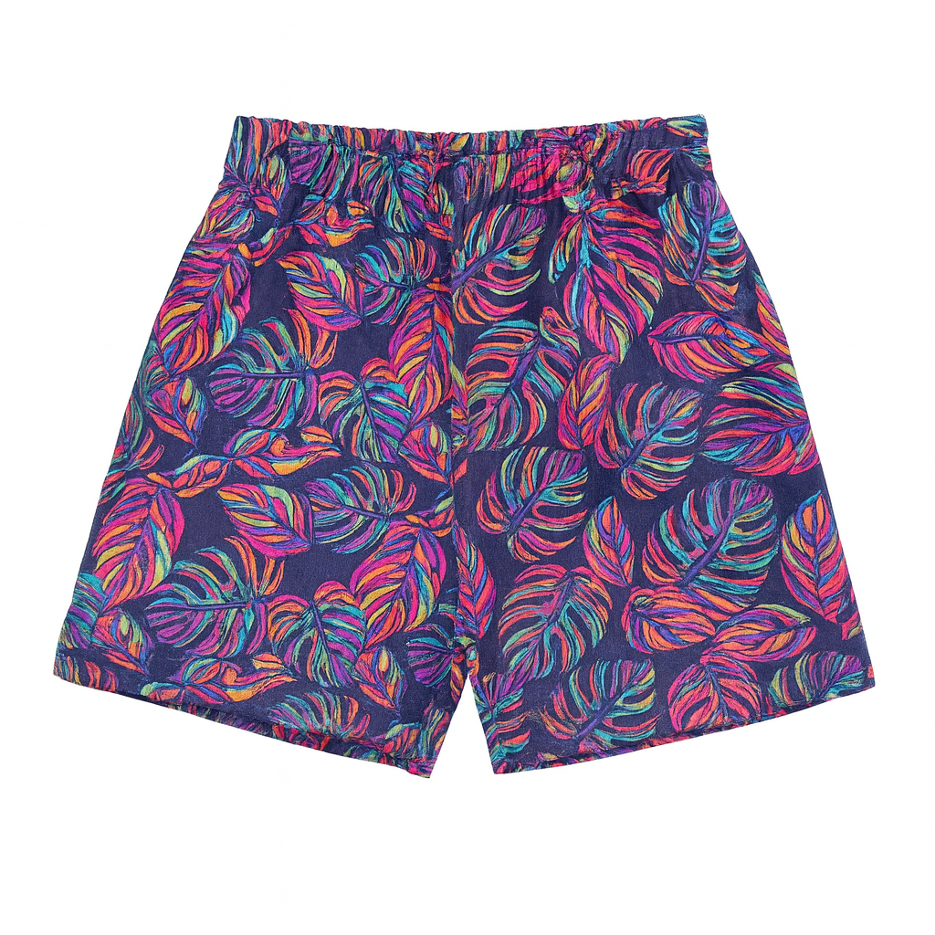 Girls Tropical Leaf Printed Co-Ord Shirt & Shorts Set
