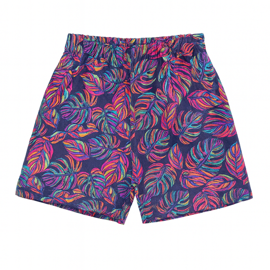 Girls Tropical Leaf Printed Co-Ord Shirt & Shorts Set