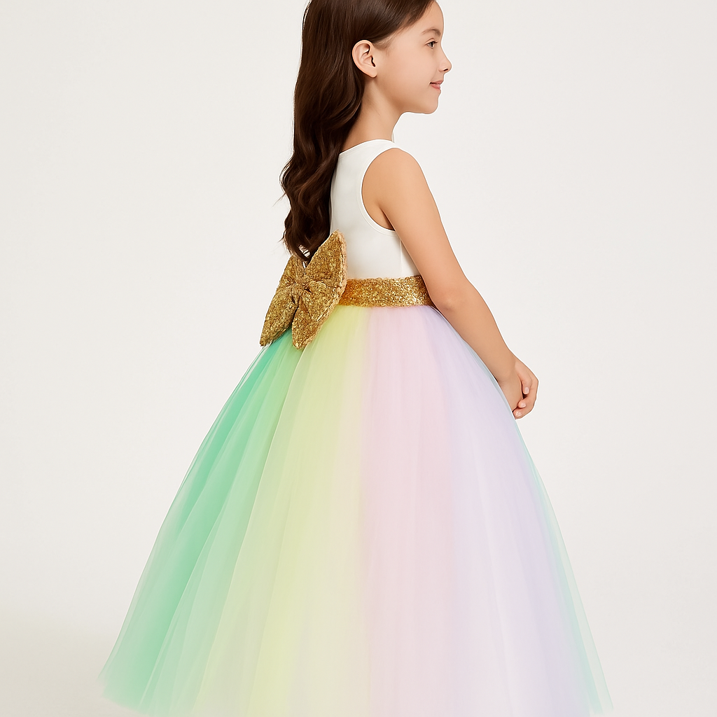 Girls Pastel Rainbow Princess Party Gown