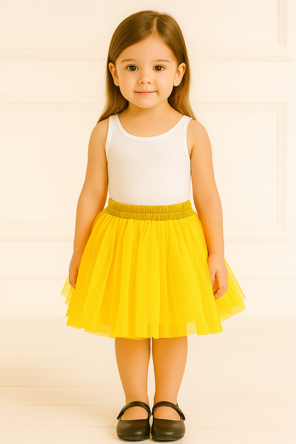 Baby Girl Dress Set – Trendy Top & Skirt for Little Girls white and yellow