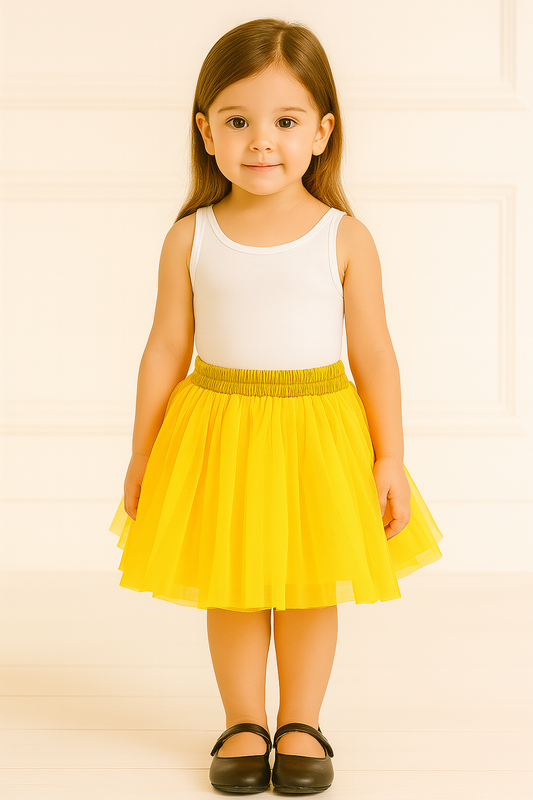 Baby Girl Dress Set – Trendy Top & Skirt for Little Girls white and yellow