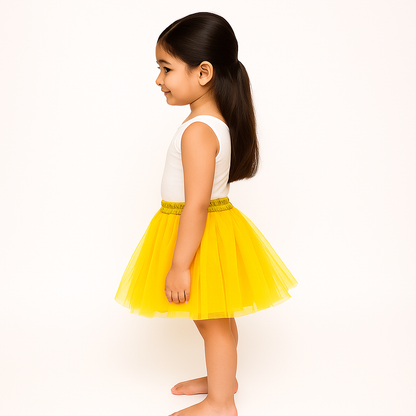 Baby Girl Dress Set – Trendy Top & Skirt for Little Girls white and yellow