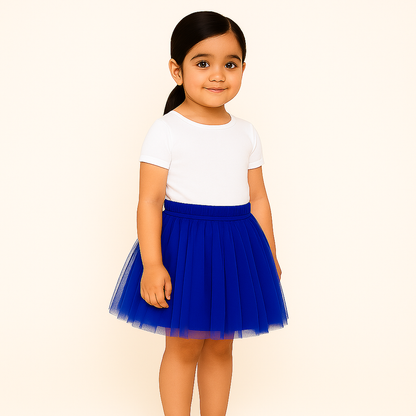 Baby Girl Dress Set – Trendy Top & Skirt for Little Girls white and blue