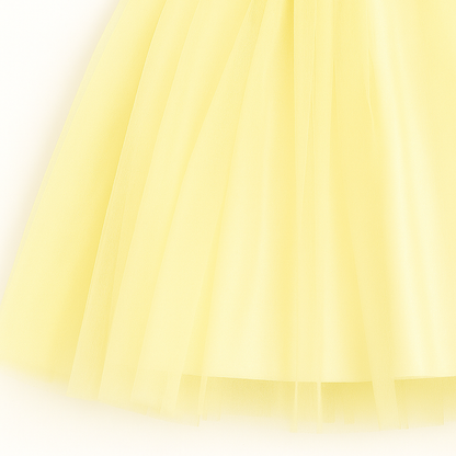 Lemon Yellow Floral One-Shoulder Princess Tulle Dress for Girls