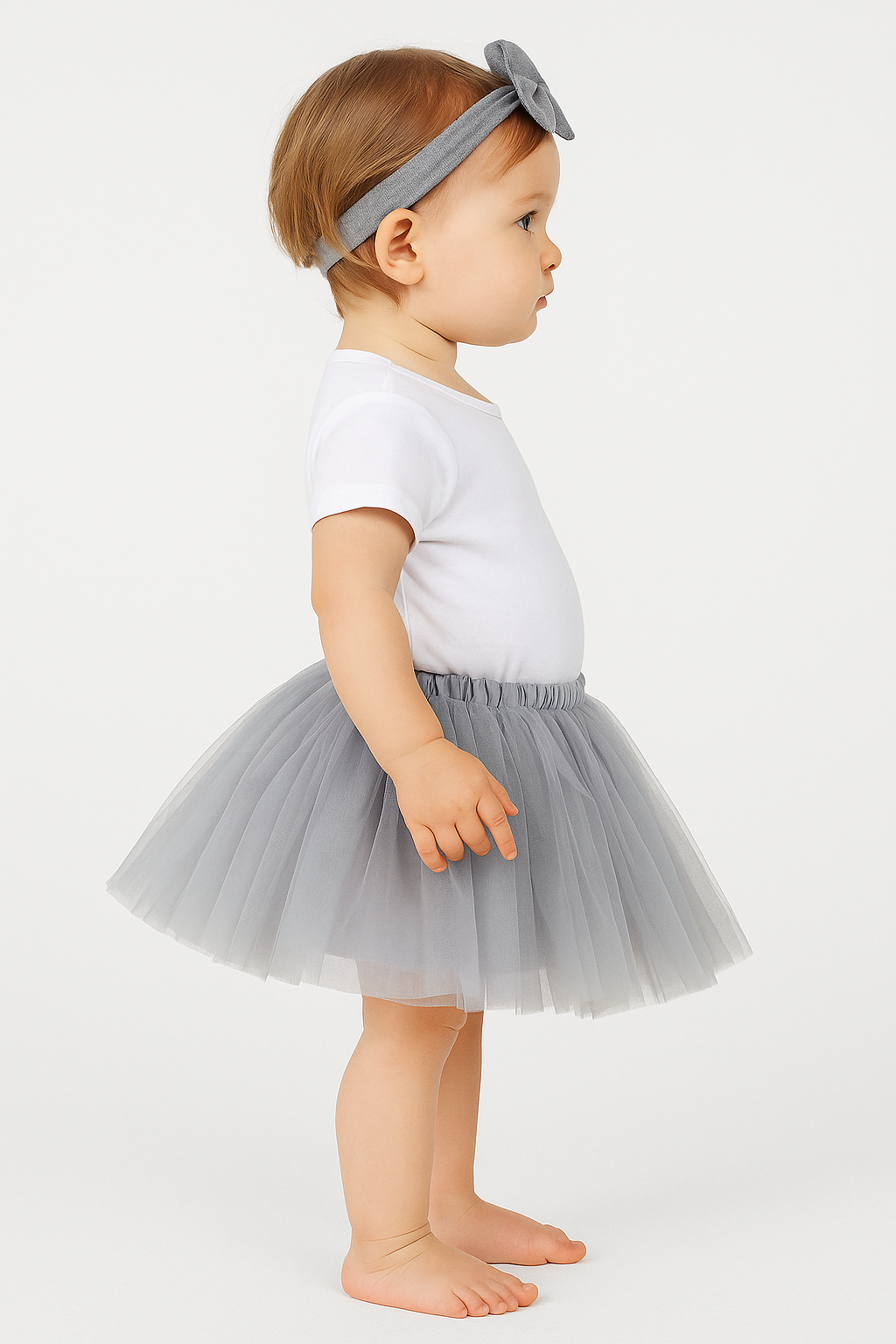 Baby Girl Dress Set – Trendy Top & Skirt for Little Girls  white and grey