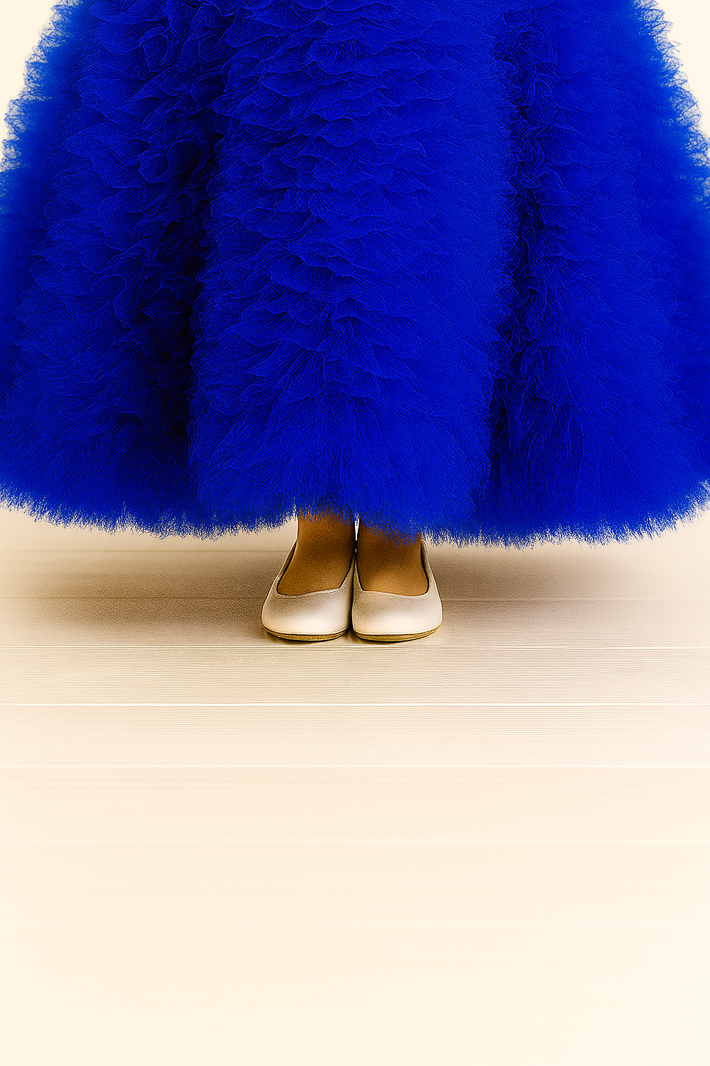 Royal Blue One-Shoulder Fluffy Princess Ball Gown for Girls