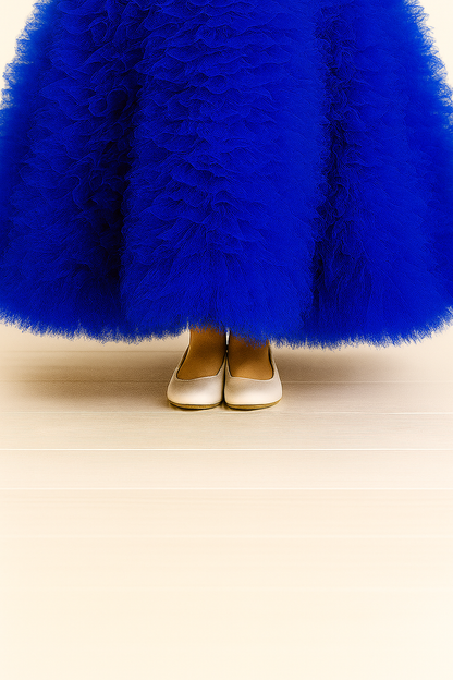 Royal Blue One-Shoulder Fluffy Princess Ball Gown for Girls