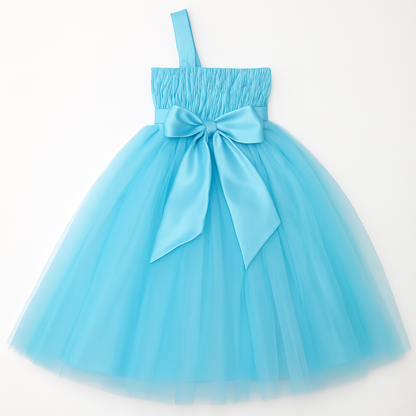 Girls Floral Off Shoulder Net Fit & Flare Dress – Party Wear