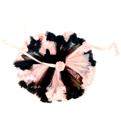 Baby Girls Black & Peach Net Party Dress with Headband