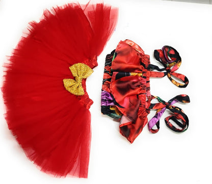 Baby Girl Dress Set – Trendy Top & Skirt for Little Girls red