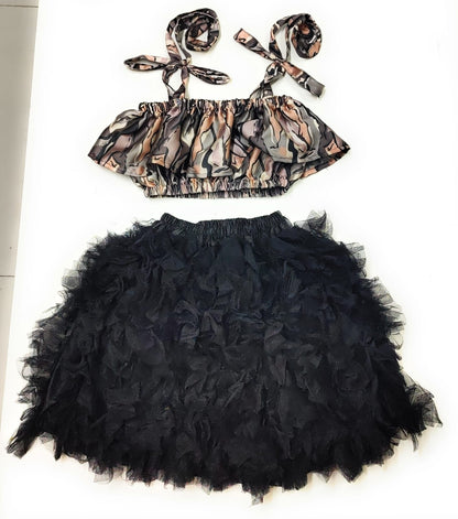 Baby Girl Dress Set – Trendy Top & Skirt for Little Girls black