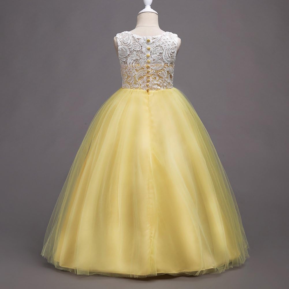 Pastel Yellow Embroidered Princess Ball Gown for Girls