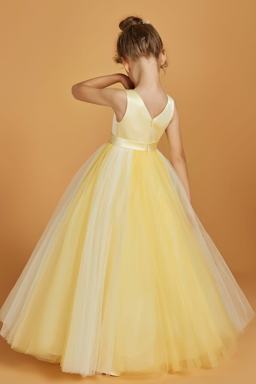Buttercream Yellow Tulle Princess Gown for Girls