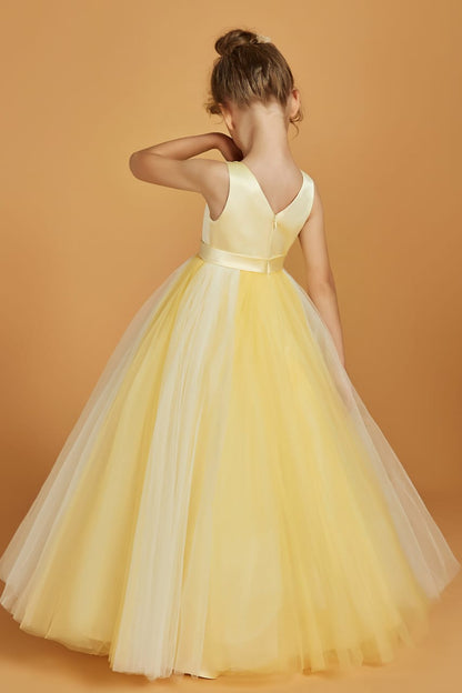Buttercream Yellow Tulle Princess Gown for Girls