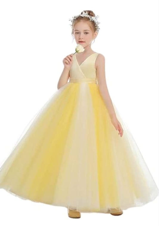 Buttercream Yellow Tulle Princess Gown for Girls