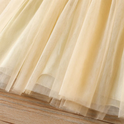 Elegant Women Flared Maxi Net Skirt golden
