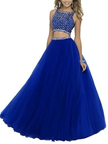 Elegant Women Flared Maxi Net Skirt  dark blue