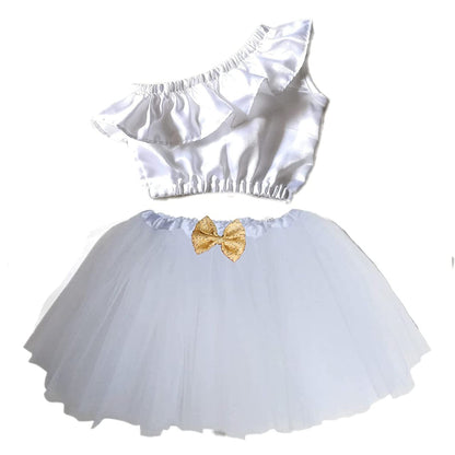 Baby Girl Dress Set – Trendy Top & Skirt for Little Girls white
