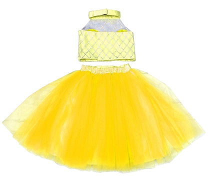 Girls Party Wear Set – Crop Top & Skirt Combo for Kids (yellow)