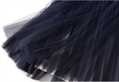 Elegant Women Net Fit & Flare Maxi Dress – Layered Tulle Party & Evening Gown black