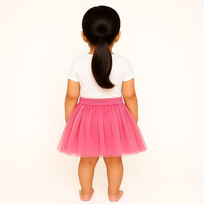 Baby Girl Dress Set – Trendy Top & Skirt for Little Girls white and pink