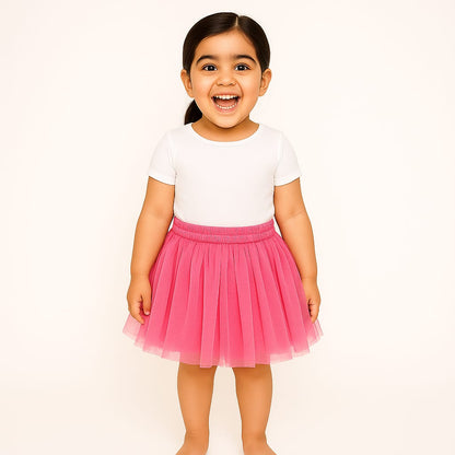 Baby Girl Dress Set – Trendy Top & Skirt for Little Girls white and pink