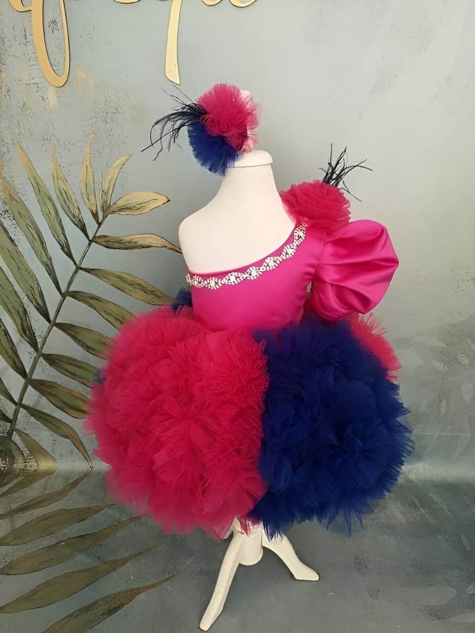 Girls Hot Pink Couture Ruffle Party Gown