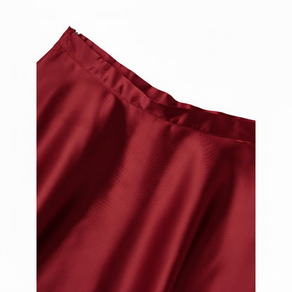 Women Satin A-Line Skirt – Trendy High Waist Party & Casual Wear maroon
