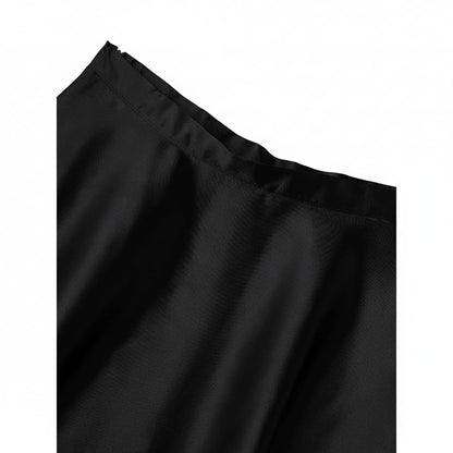 Women Satin A-Line Skirt – Trendy High Waist Party & Casual Wear black