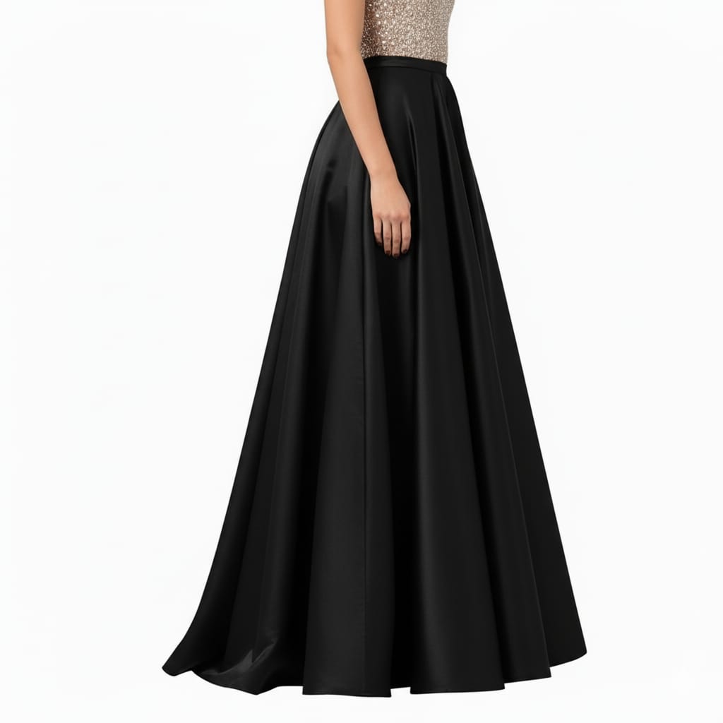 Women Satin A-Line Skirt – Trendy High Waist Party & Casual Wear black