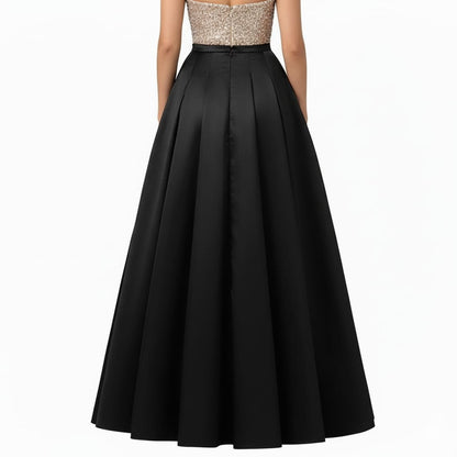 Women Satin A-Line Skirt – Trendy High Waist Party & Casual Wear black