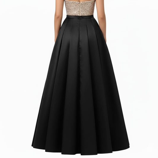 Women Satin A-Line Skirt – Trendy High Waist Party & Casual Wear black