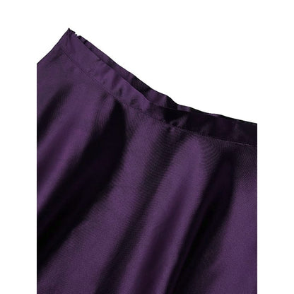 Women Satin A-Line Skirt – Trendy High Waist Party & Casual Wear dark purple