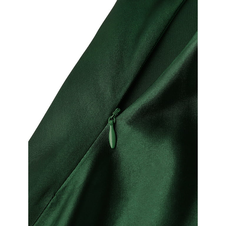Women Satin A-Line Skirt – Trendy High Waist Party & Casual Wear green