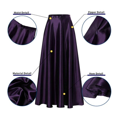 Women Satin A-Line Skirt – Trendy High Waist Party & Casual Wear dark purple