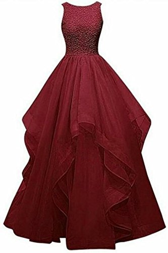 Elegant Women Embellished Sequined Boat Neck Net Fit & Flare Maxi Dress – Party & Evening Gown maroon
