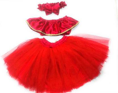 Baby Girl Dress Set – Trendy Top & Skirt for Little Girls red
